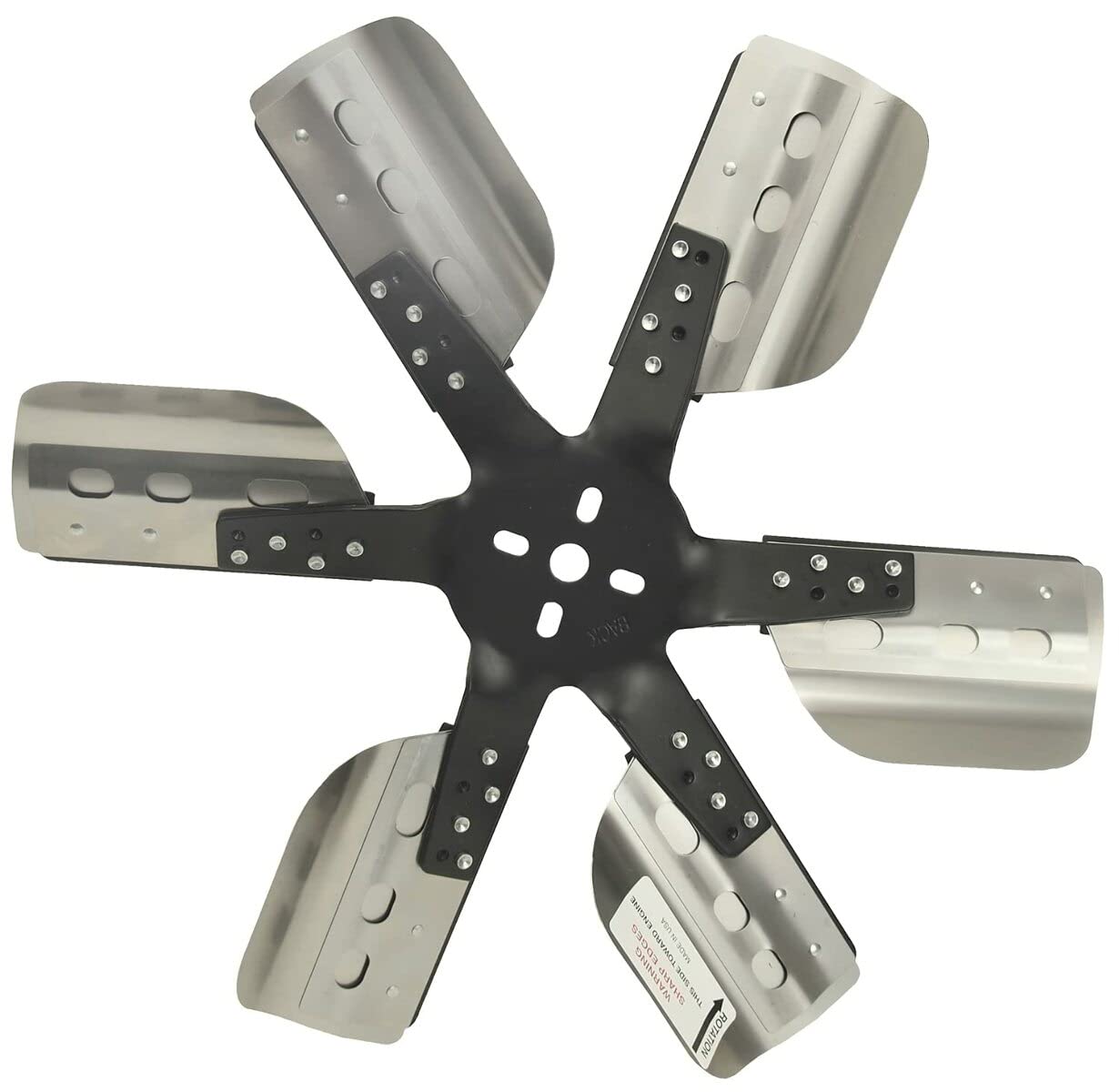 17018 Derale 18" Heavy Duty Stainless Steel Standard Rotation Flex Fan, Black Hub