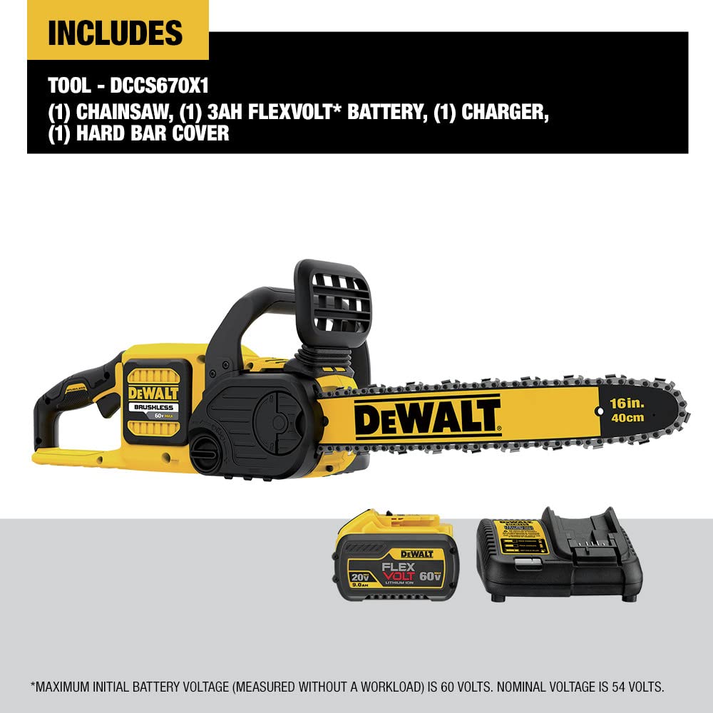 Brushless Chainsaw Kit DEWALT FLEXVOLT 60V MAX* (2.0 Ah) (DCCS670T1)