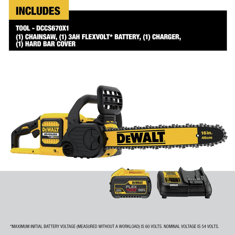 Brushless Chainsaw Kit DEWALT FLEXVOLT 60V MAX* (2.0 Ah) (DCCS670T1)