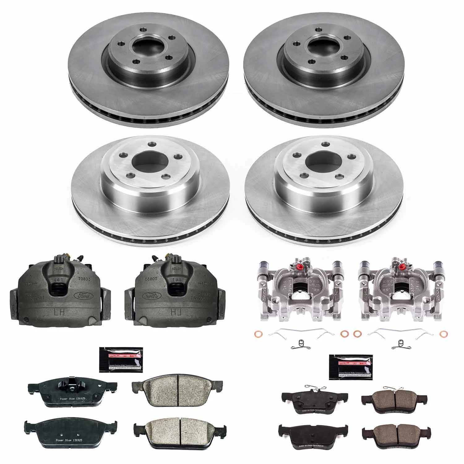 Power Stop KCOE7570 Front and Rear Caliper Kit-OE Rotors, Ceramic Brake Pads, Autospecailty For Ford Escape 2017 [Model Specific]