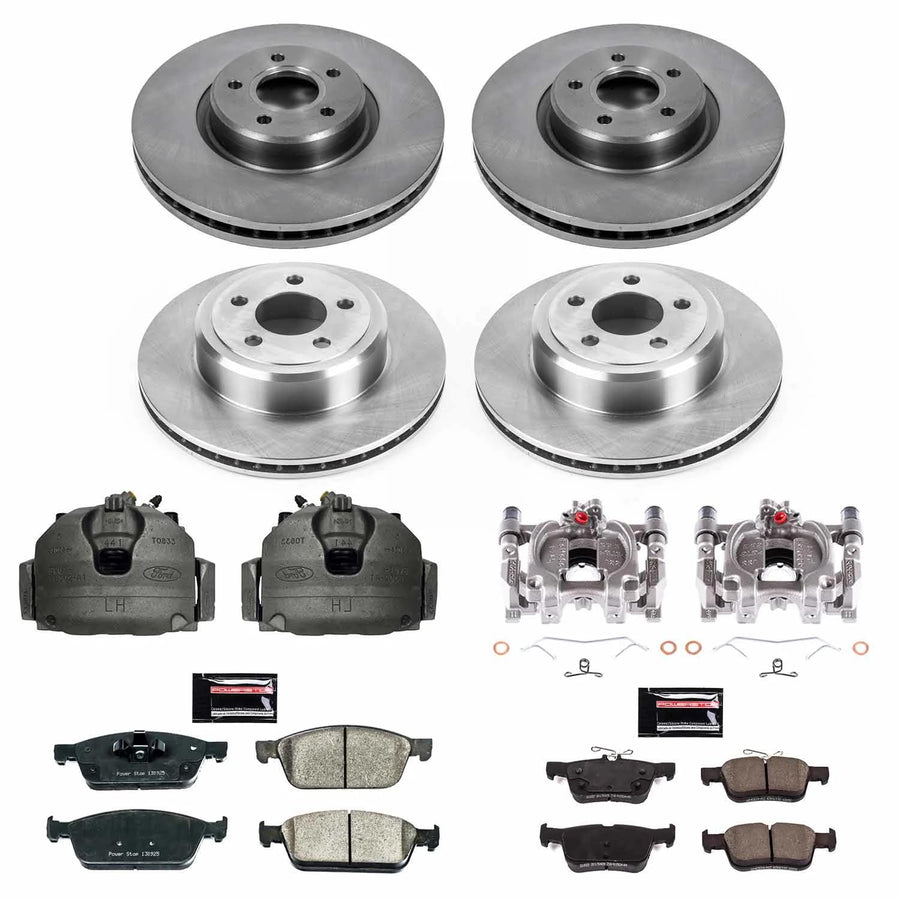 Power Stop KCOE7570 Front and Rear Caliper Kit-OE Rotors, Ceramic Brake Pads, Autospecailty For Ford Escape 2017 [Model Specific]