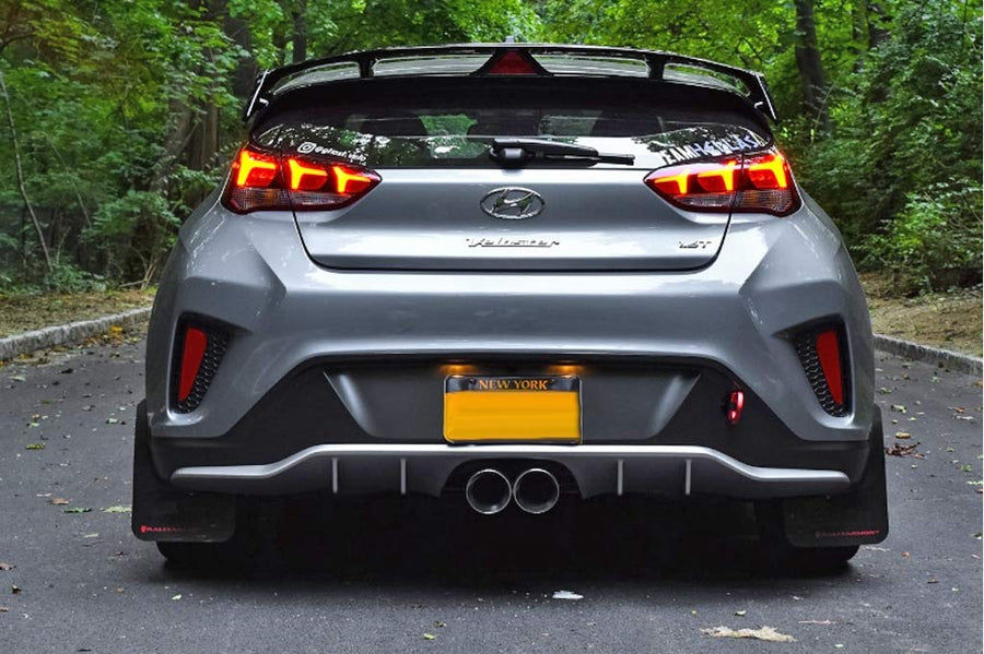 Rally Armor Black UR Mud Flap w/Silver Logo FITS 2019+ Hyundai Veloster Turbo R-Spec MF58-UR-BLK/SIL