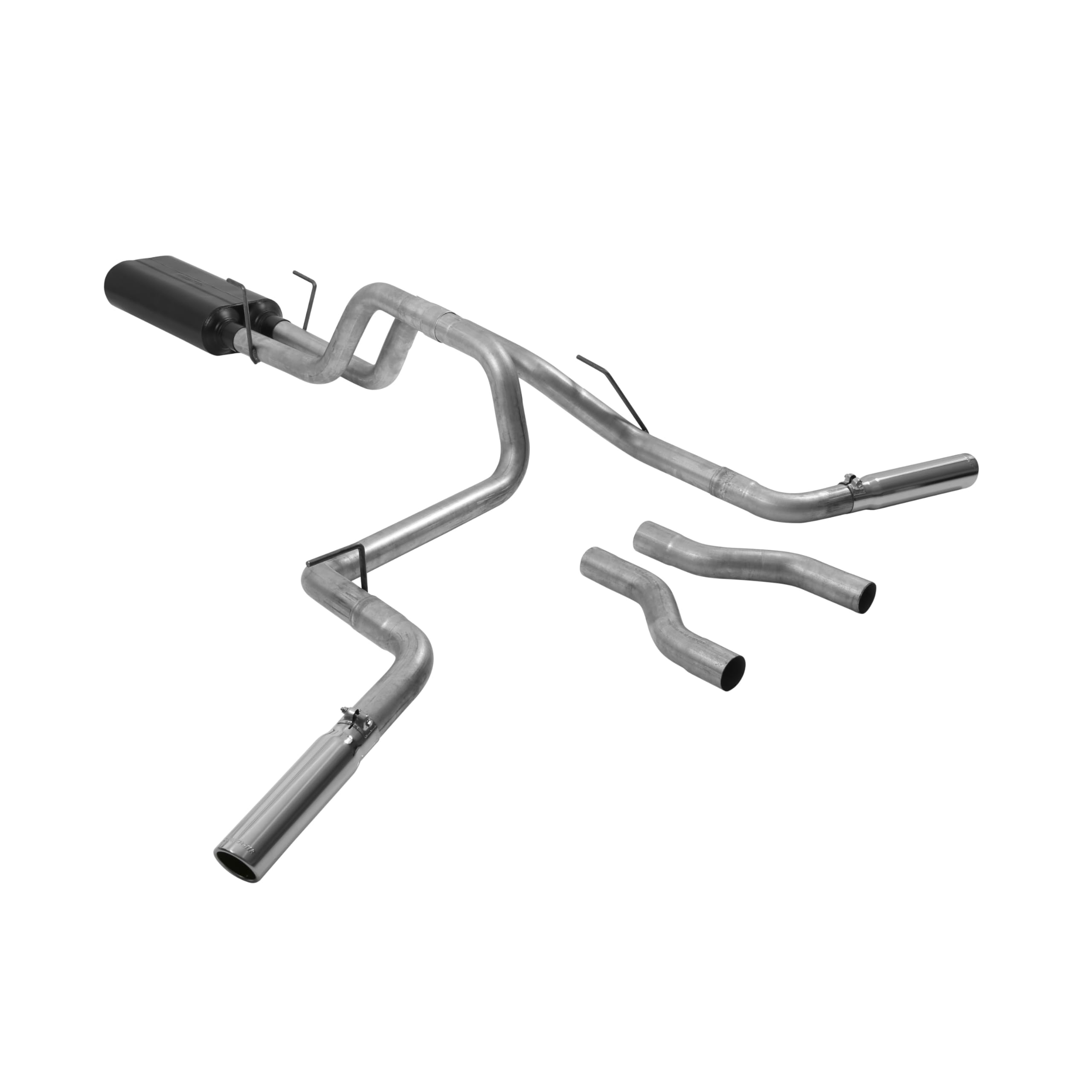 American Thunder Flowmaster 17476 Cat-Back Exhaust Kit Dual 2.5 Inch Aluminized Steel 3 Inch Polished 304 Stainless Steel Tips Compatible with 2002-2005 Dodge Ram 1500 4.7L 5.9L 2/4WD All Wheelbases