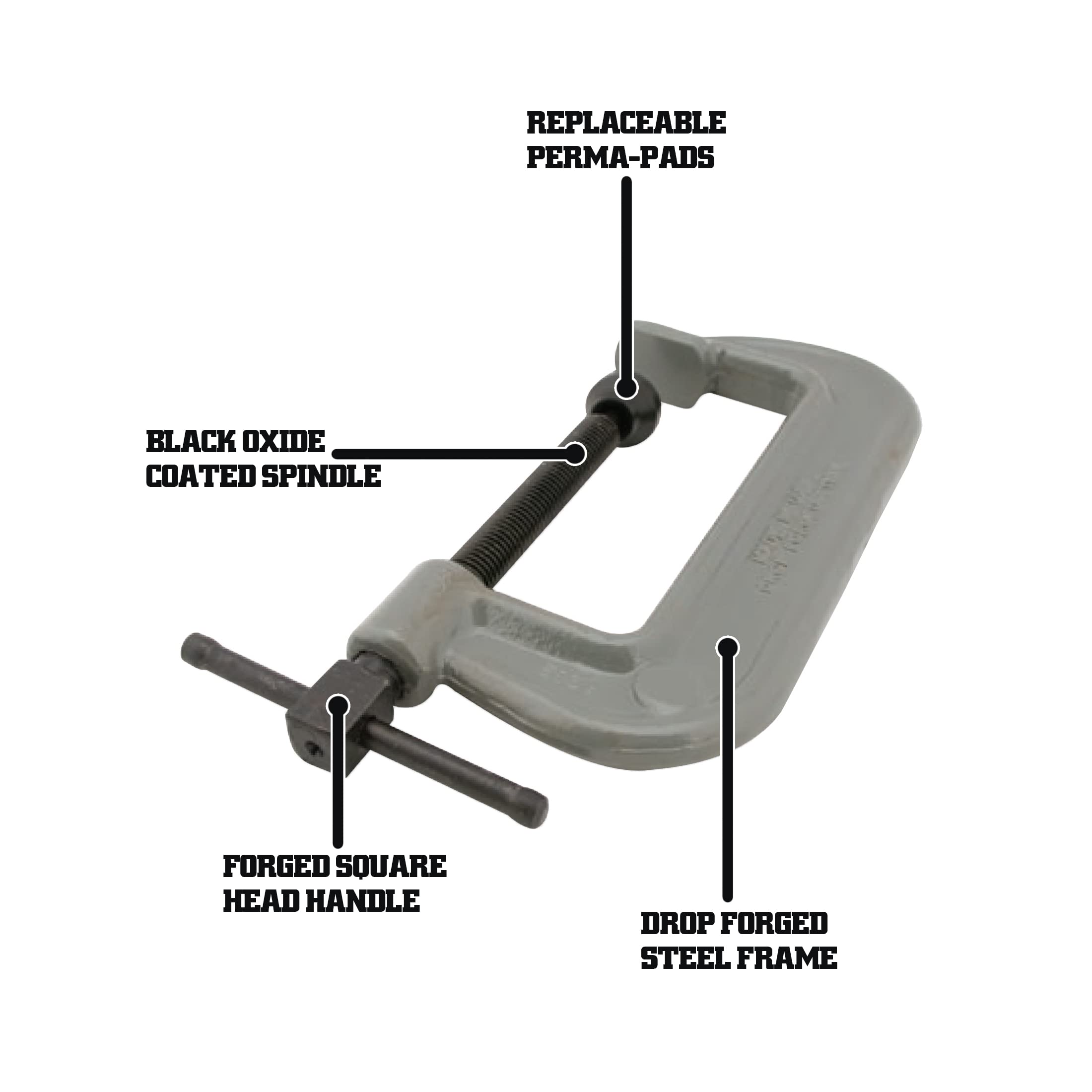 Brute Force Wilton C-Clamp, 2-15/16" Opening, 2" Throat, 8750 Lbs. Clamping Force (Model 103)