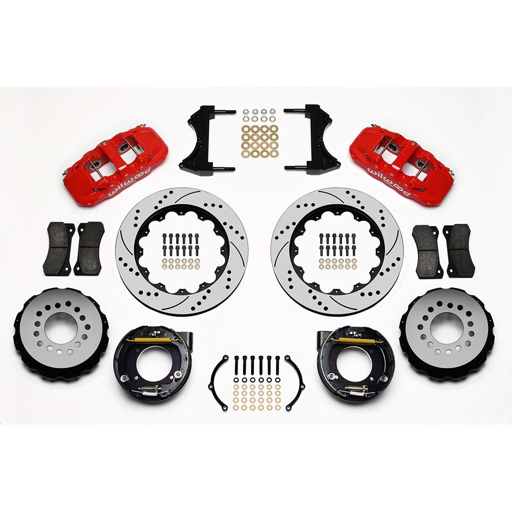 Rear AERO4 P-Brake Kit,14.00", Drilled, Red
