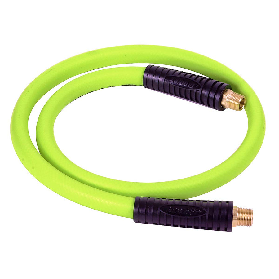 Flexzilla Swivel Air Hose, 1/2 in. x 4 ft. (3/8 in. MNPT Swivel x 3/8 in. MNPT Ends), Heavy Duty, Lightweight, Hybrid, ZillaGreen - HFZ1204YW3S