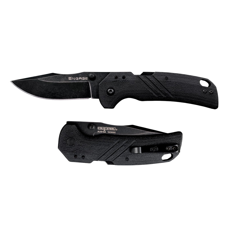 Cold Steel 3" CS-FL-30DPLC-10B: Engage Aus10A / 3" Clip Point Blade / 2.4Mm Thick, Black/Grey