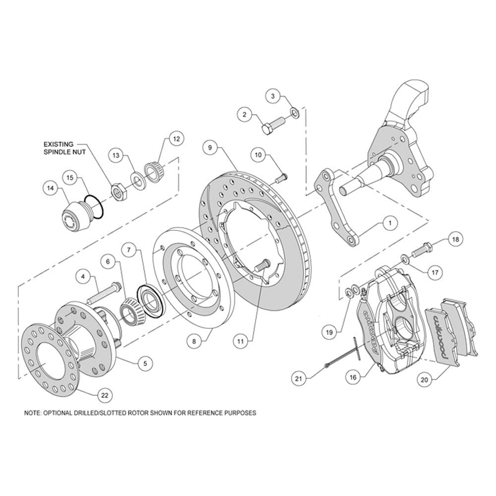 140-11021-DR WILWOOD Front Kit,11.00", Drilled, Red 70-72 CDP B & E Body-Disc