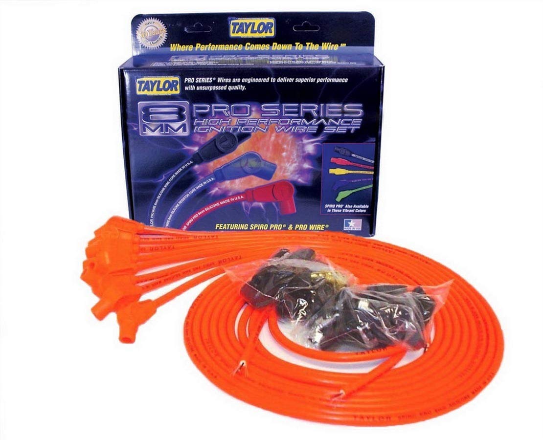 Taylor Cable Hot Orange 78353 8mm Universal Fit Spiro Pro Spark Plug Wire Set