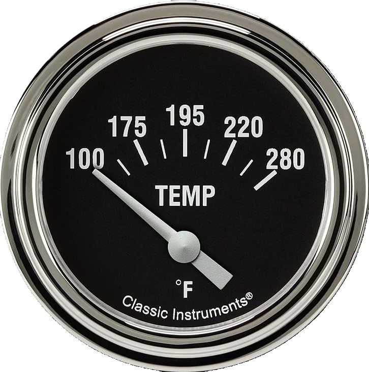 Hot Rod Classic Instruments HR226SLF-08 2 5/8 in Water Temperature Gauge 1/2