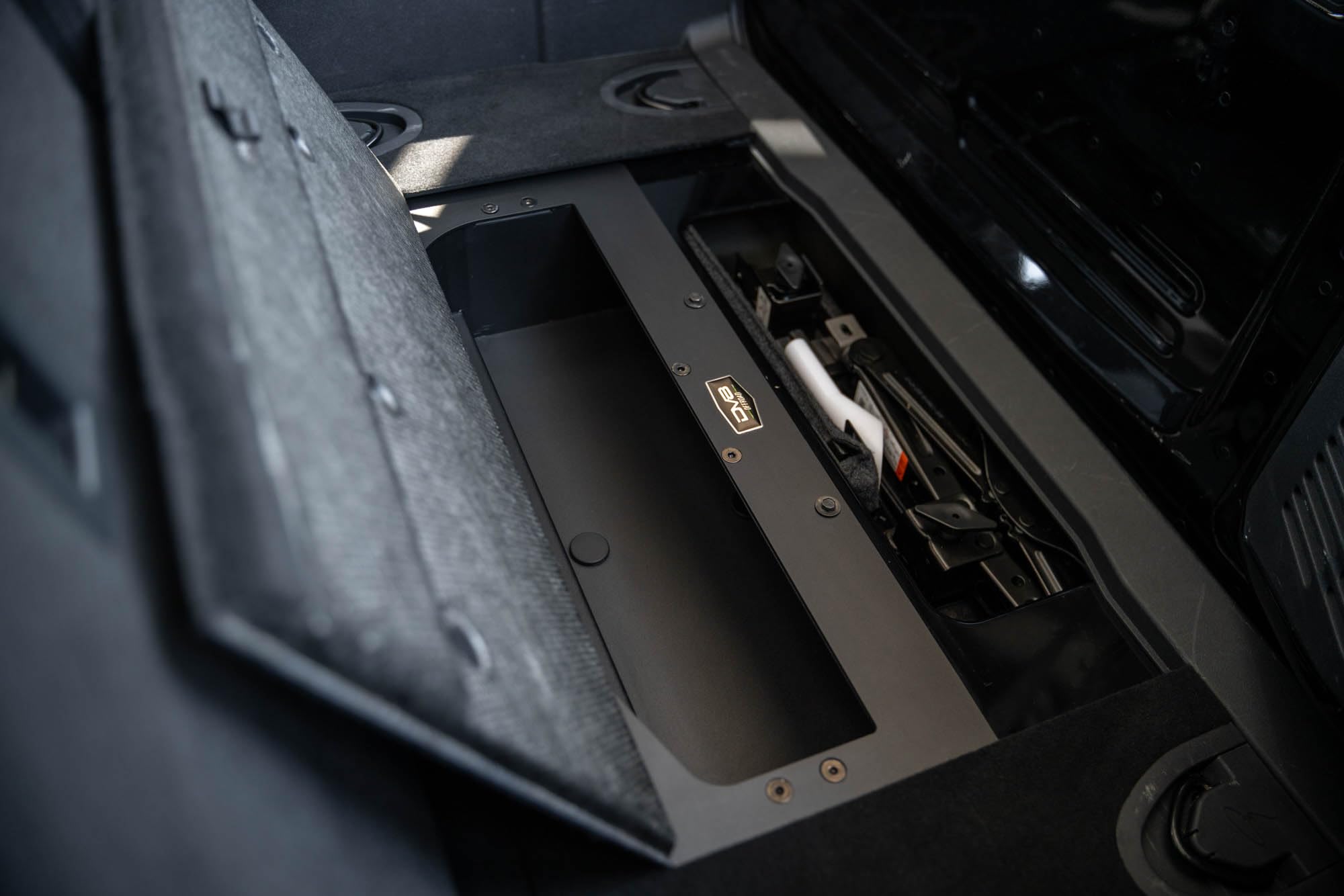 Storage Compartment DV8 for 2021-2025 Ford Bronco | Extra Thick Heat Shield | Enhances Storage Space | 54% More Volume than the OEM Box | Fully Bolt-On Installation | Steel | Black Powder Coat