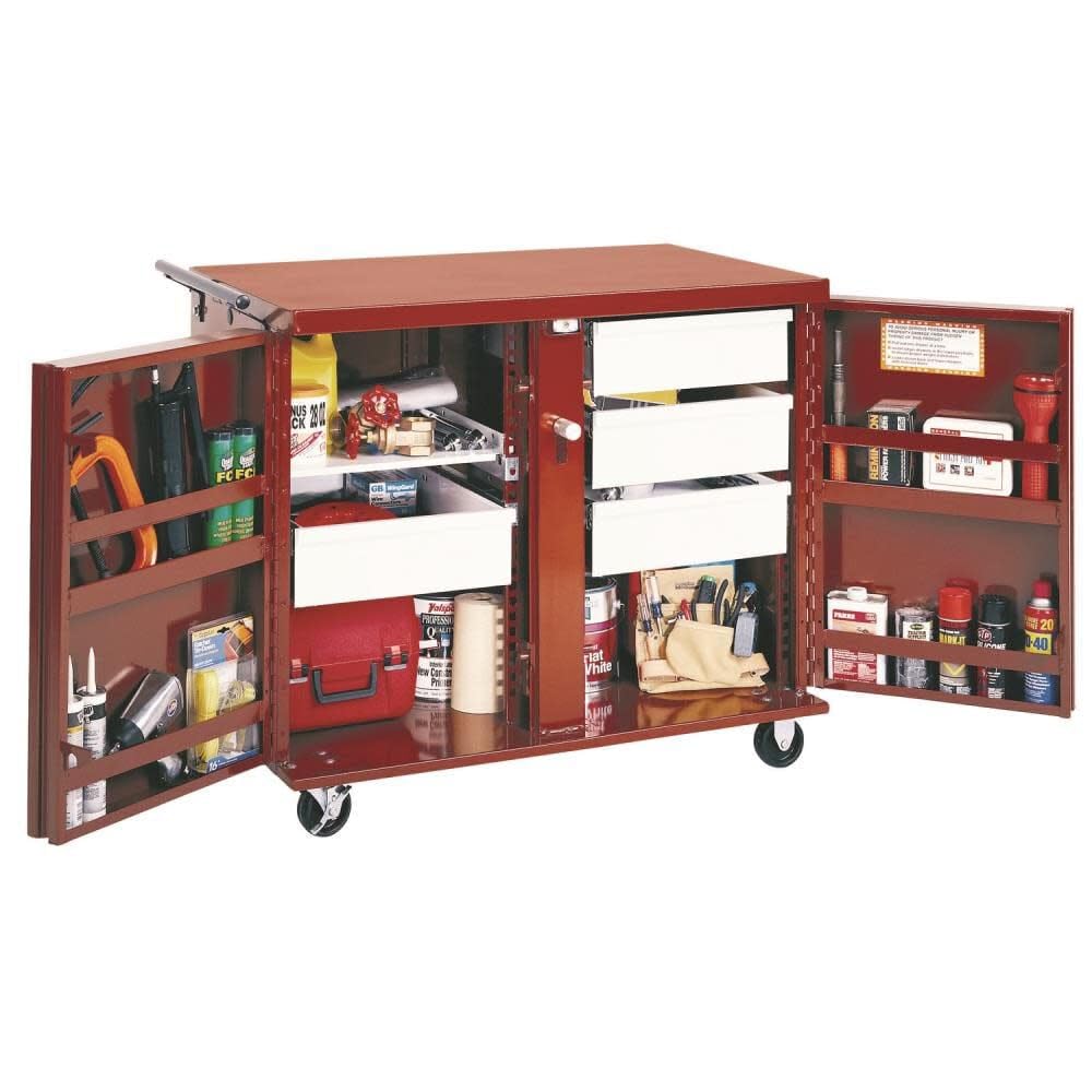 Rolling Work Bench-4 Drawers, 1 Shelf, 6" Casters JOBOX 676996