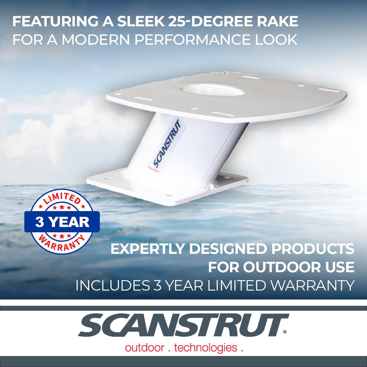 Forward-Leaning Scanstrut APT-F-150-01 Aluminum Power Tower for 2kW/4kW Raymarine, Garmin, Navico BR24/3G/4G Radomes - 150mm