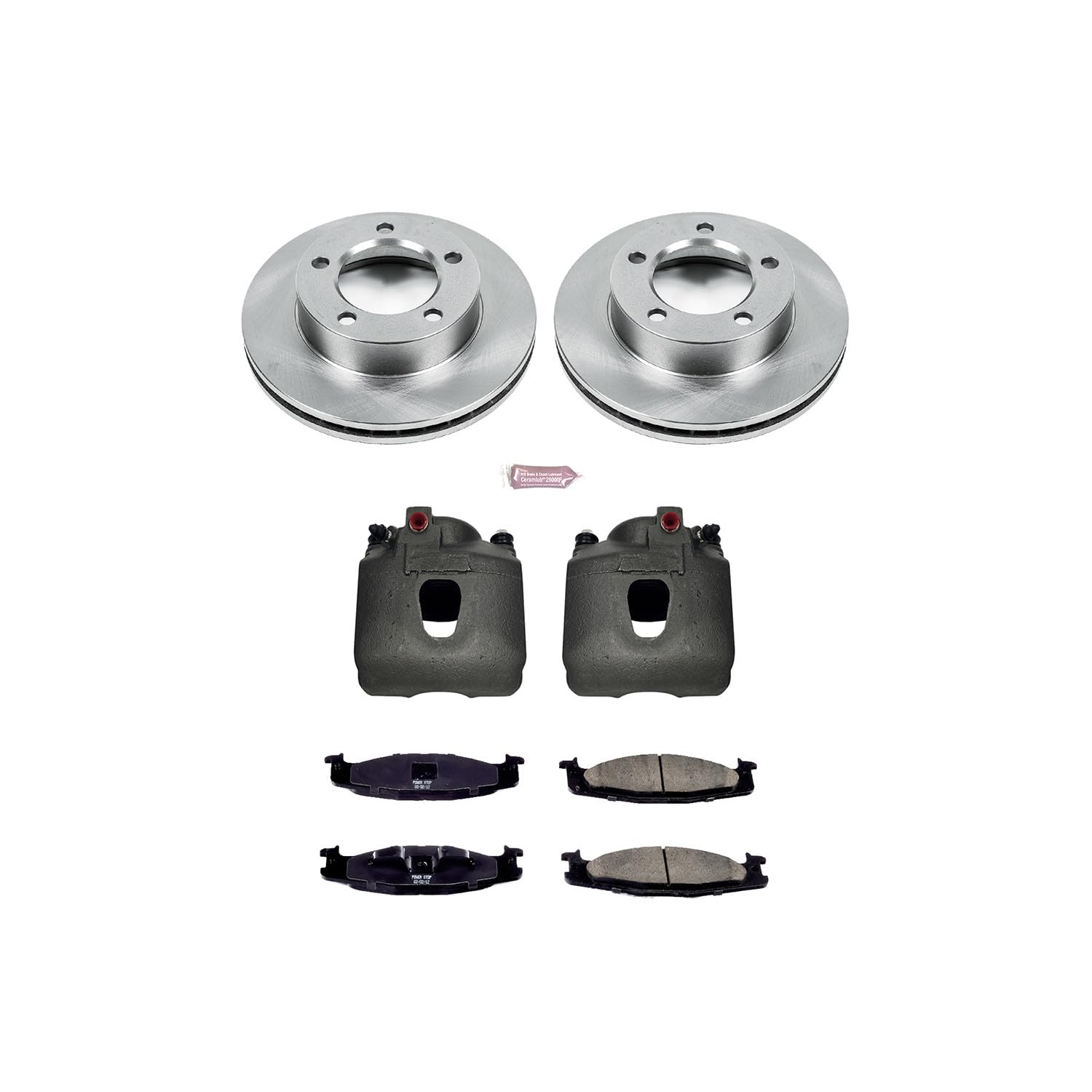 Power Stop KCOE5067 Replacement Autospeciality Front Caliper Kit- OE Rotors | Ceramic Brake Pads | Calipers For Ford Bronco 1994-1996 | Ford F-150 1994-1996 [Vehicle Specific]
