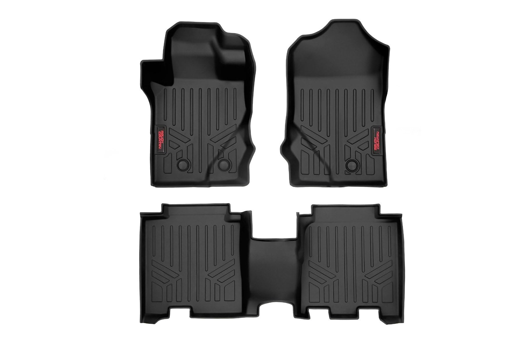 Rough Country Floor Mats All Weather for Ford Bronco 4-Door (2021-2025) - Non-Slip Waterproof Flexible Mat, Front & Rear Set