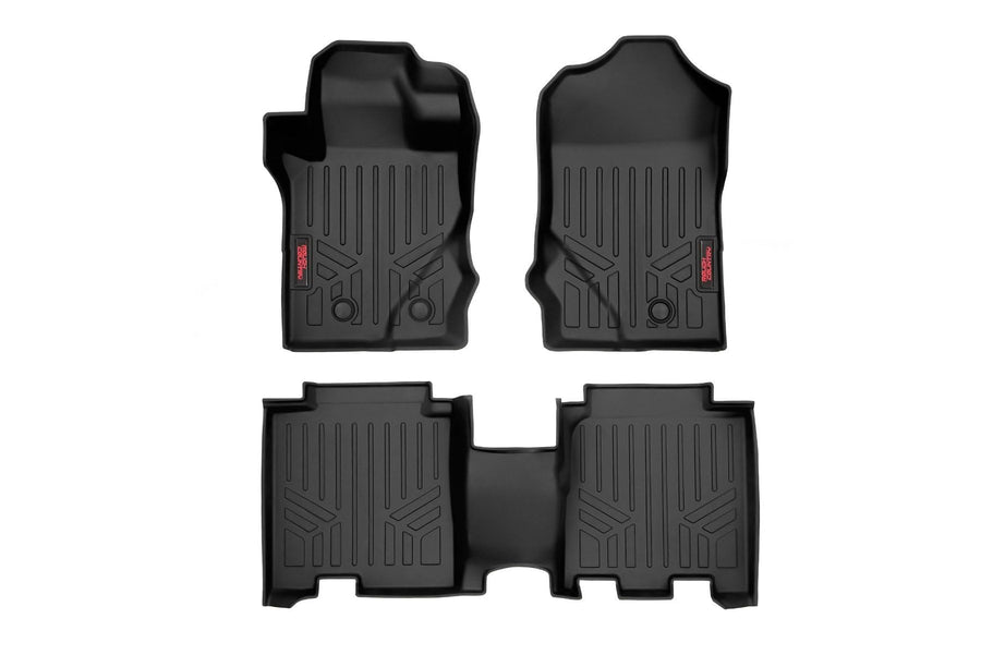 Rough Country Floor Mats All Weather for Ford Bronco 4-Door (2021-2025) - Non-Slip Waterproof Flexible Mat, Front & Rear Set