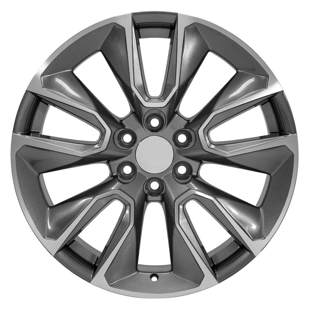 22 Inch OE Wheels CV32 Rim Fits Silverado 1500 Style 6x139.7 22x9 Gloss Gunmetal Machined - Hollander 5916 (1)