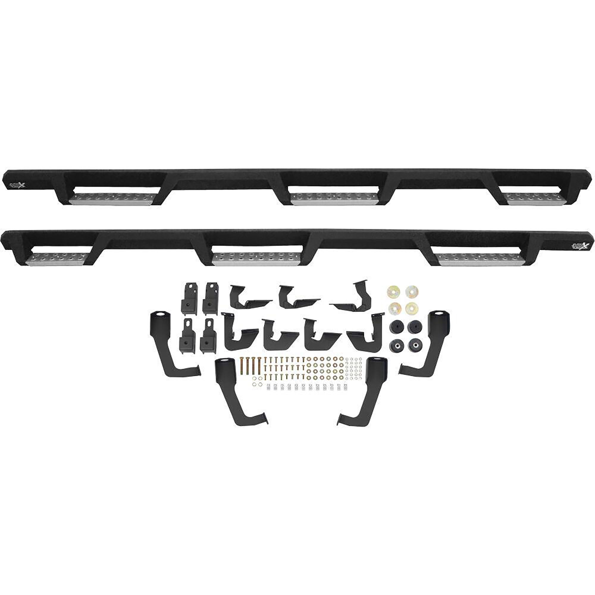 Westin HDX 56-5345852 Stainless Drop Wheel to Wheel Nerf Bars fits 2007-2019 Silverado Sierra 2500 3500 Crew Cab 8' Bed (Exc Dually and 2007 Classic) Textured Black Pair