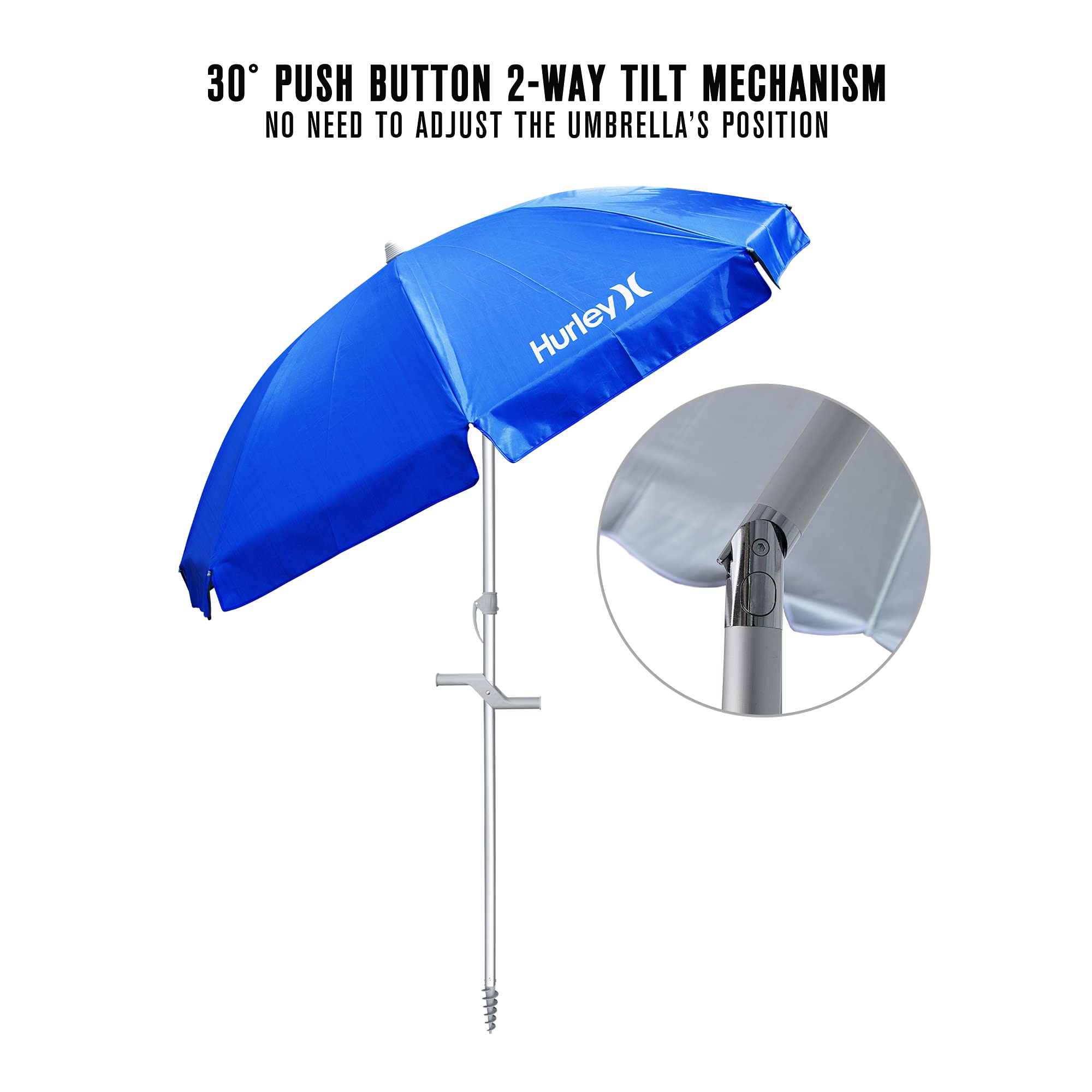 7' Hurley Beach Umbrella, Signal Blue