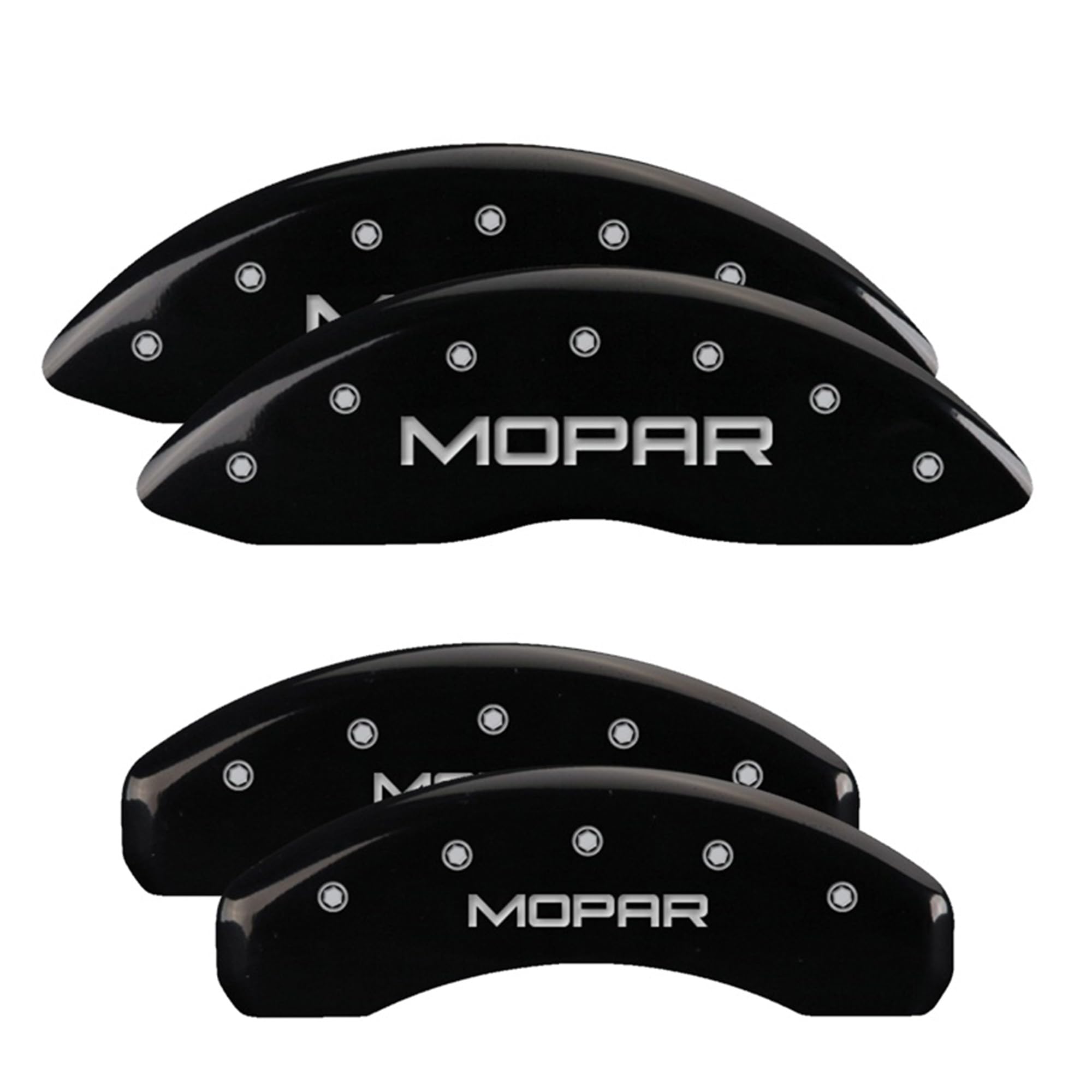 Brake Caliper Covers MGP for 2019-2025 RAM 1500 (Requires 18"+ Wheels or Larger) Engraved MOPAR Logo, Black Powder-Coated Finish, Aluminum Front and Rear Caliper Covers (Set of 4)