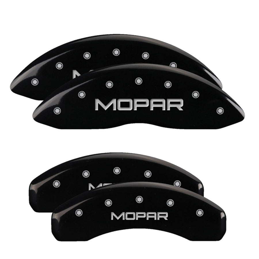 Brake Caliper Covers MGP for 2019-2025 RAM 1500 (Requires 18"+ Wheels or Larger) Engraved MOPAR Logo, Black Powder-Coated Finish, Aluminum Front and Rear Caliper Covers (Set of 4)