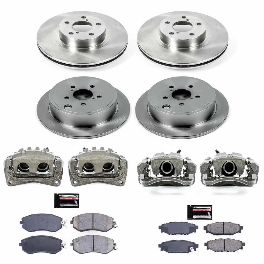 Power Stop KCOE6112 Front & Rear Autospecialty Caliper Brake Kit- Brake Rotors, Ceramic Brake Pads and Brake Calipers For Subaru Impreza 2011 [Model Specific]
