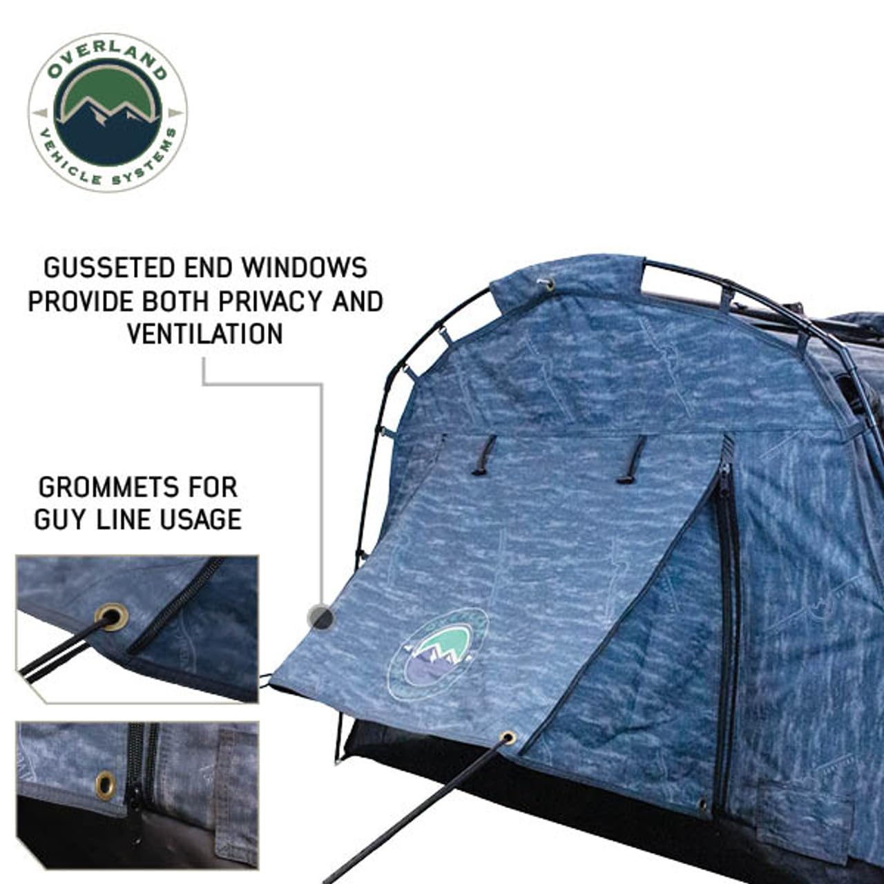 Khumbu 2 Overland Vehicle Systems XD Swag Ground Tent, Grey Body and Black Rainfly - with Internal LED Lighting - Interior Black Out Technology - 320G Rip Stop Material - Mattress Included