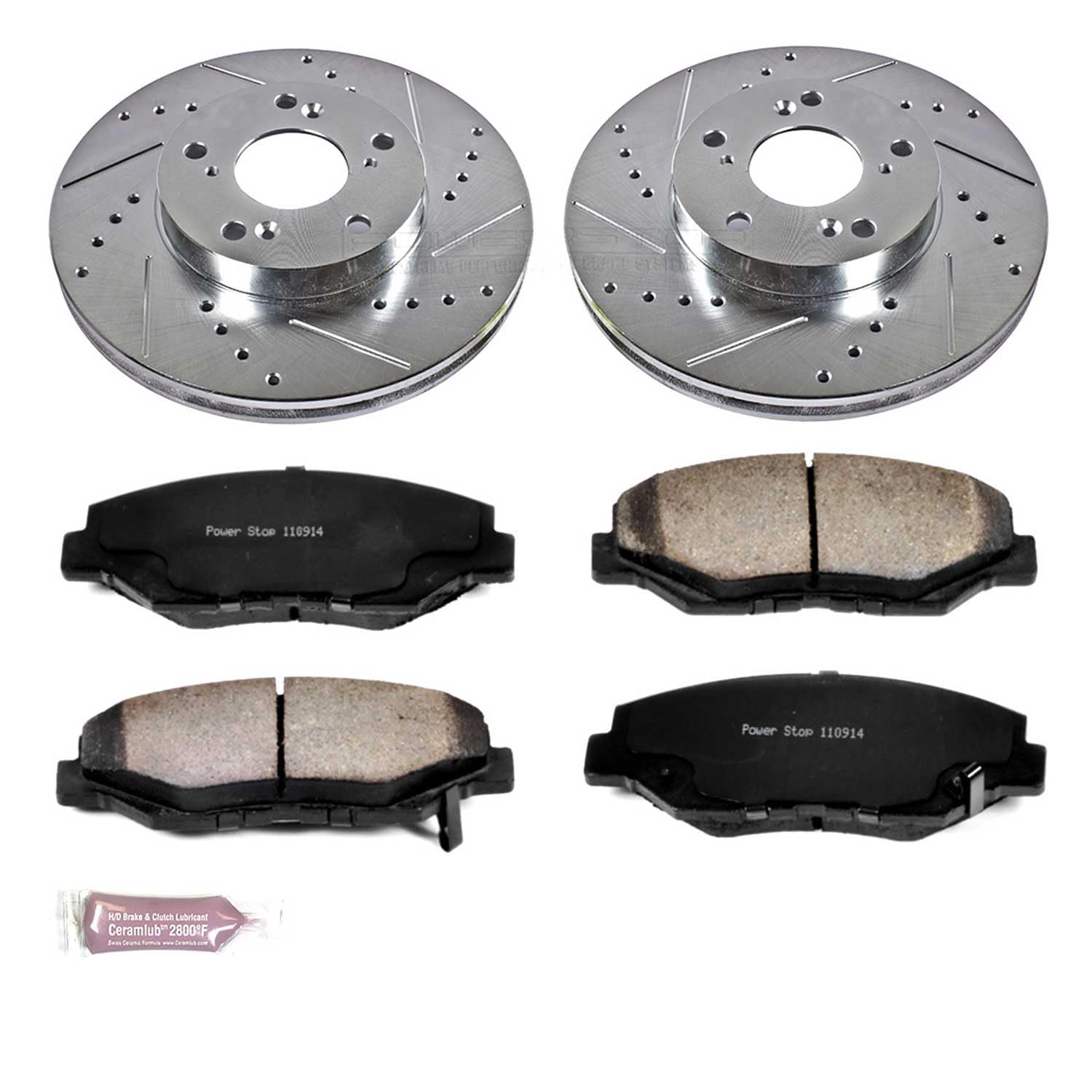 Power Stop K1043-36 Z36 Front Truck & Tow Brake Kit, Carbon Fiber Ceramic Pads and Drilled and Slotted Brake Rotors For 2002-2004 Honda CR-V | 2003-2011 Honda Element
