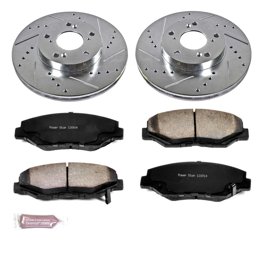 Power Stop K1043-36 Z36 Front Truck & Tow Brake Kit, Carbon Fiber Ceramic Pads and Drilled and Slotted Brake Rotors For 2002-2004 Honda CR-V | 2003-2011 Honda Element