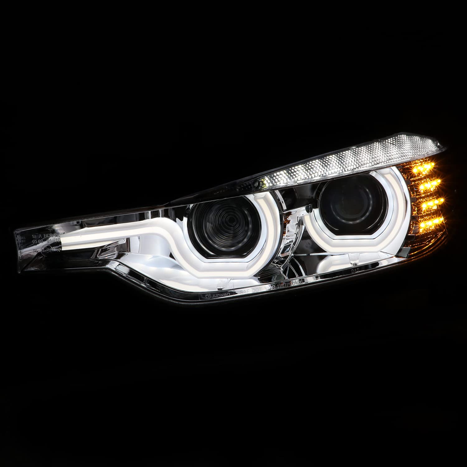U-Halo Spec-D Tuning Clear Projector Headlights+LED Signal Compatible with 2012-2015 BMW F30 3-Series Sedan with Factory Halogen Headlights Models Left + Right Pair Headlights Head Lights Assembly