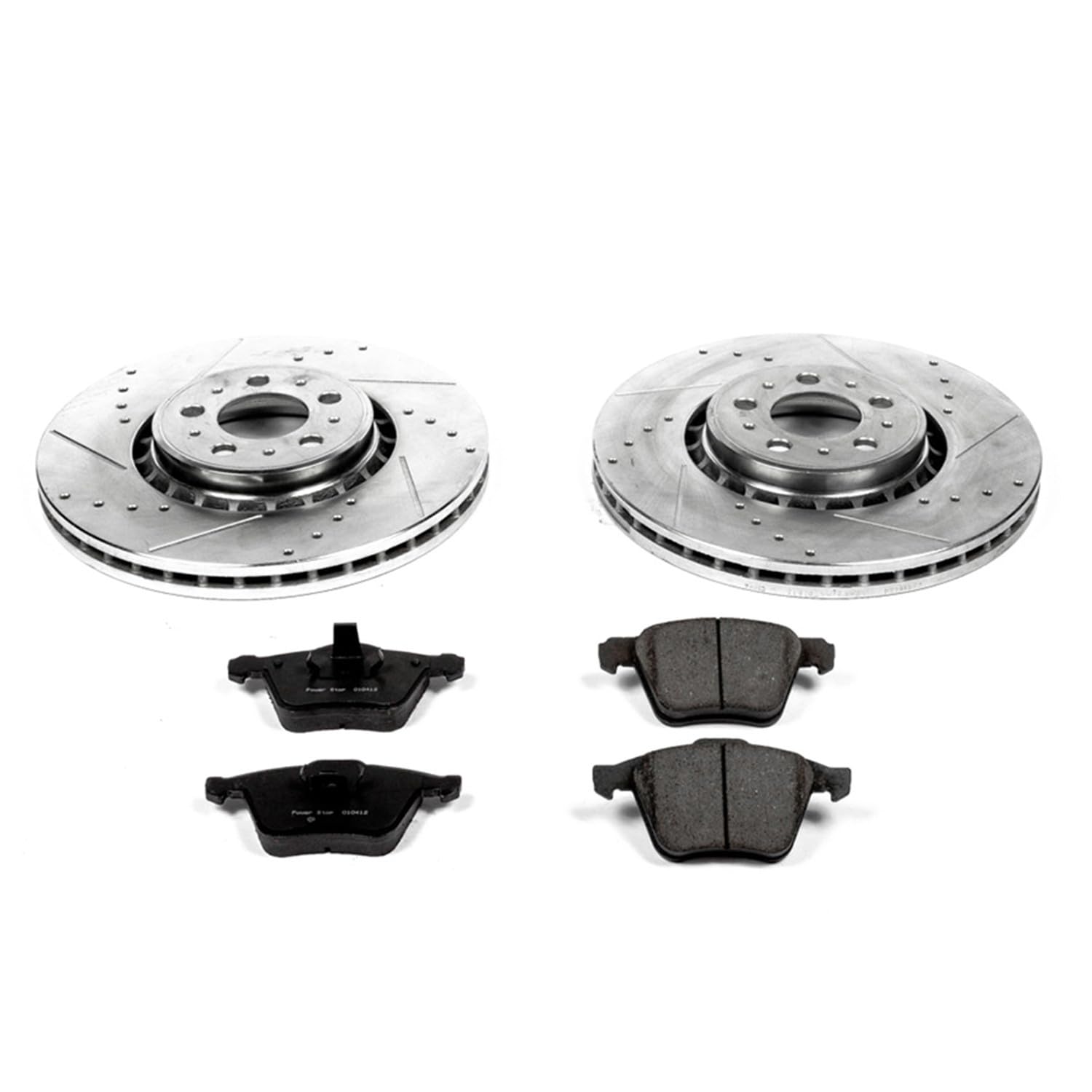 Power Stop K4552 Z23 Carbon Fiber Brake Pads with Drilled & Slotted Brake Rotors Kit For Volvo XC90 2003-2014 [Model Specific]