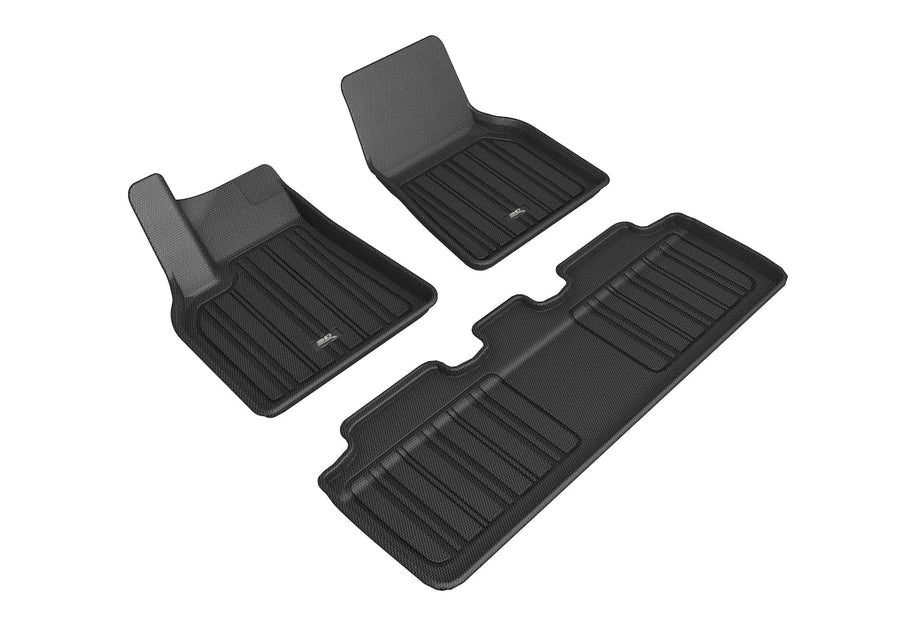 Custom Fit 3D MAXpider Elitect Floor Mat (Black) Compatible with Tesla Model Y 5-Seat 2021-2025 - Full Set
