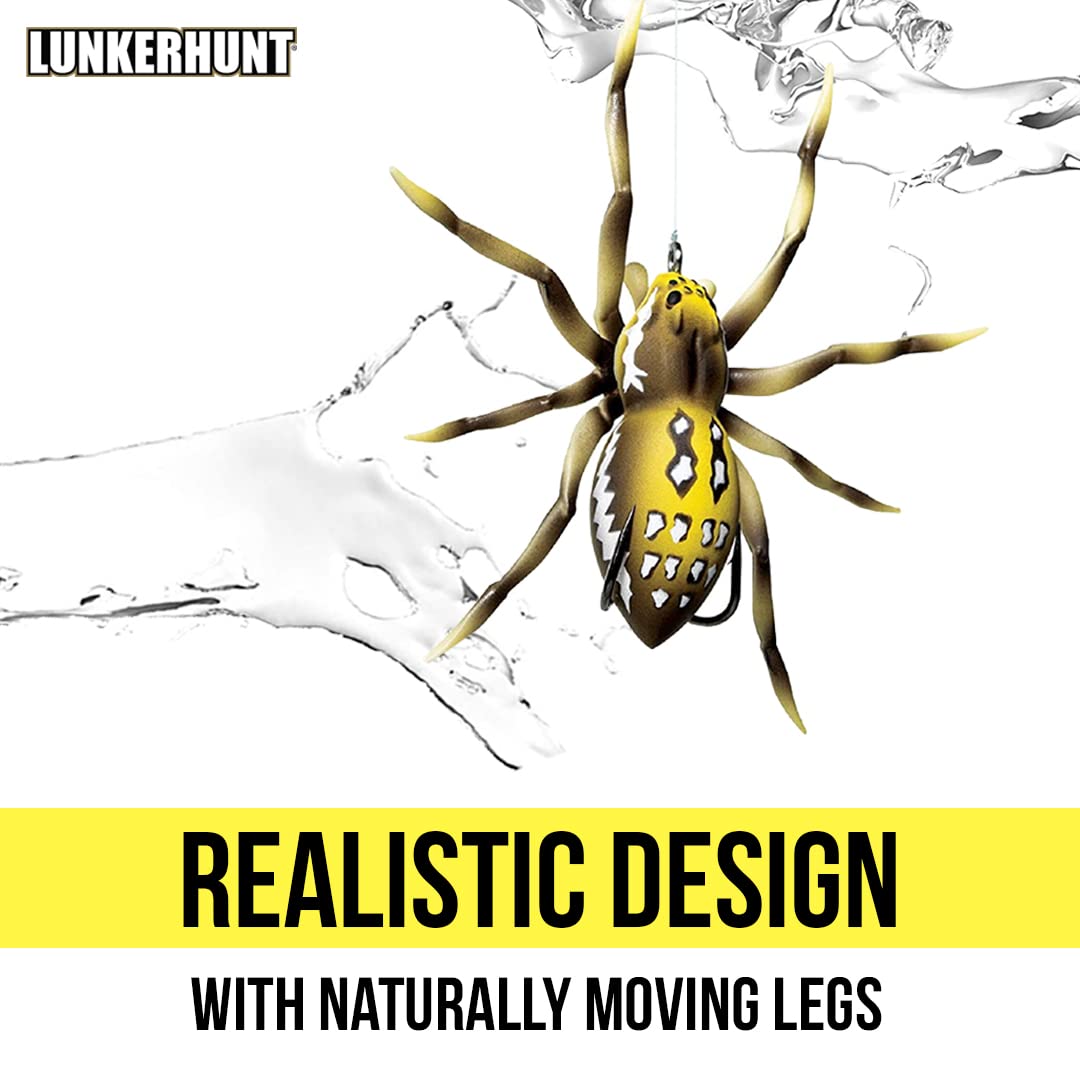 Lunkerhunt Spider Phantom Lure | Most Realistic Topwater Fishing Bait with Self-Righting Ballast for Natural Walking Action | Hollow Body Weedless Hooks for Bass Fishing (Six Spot)