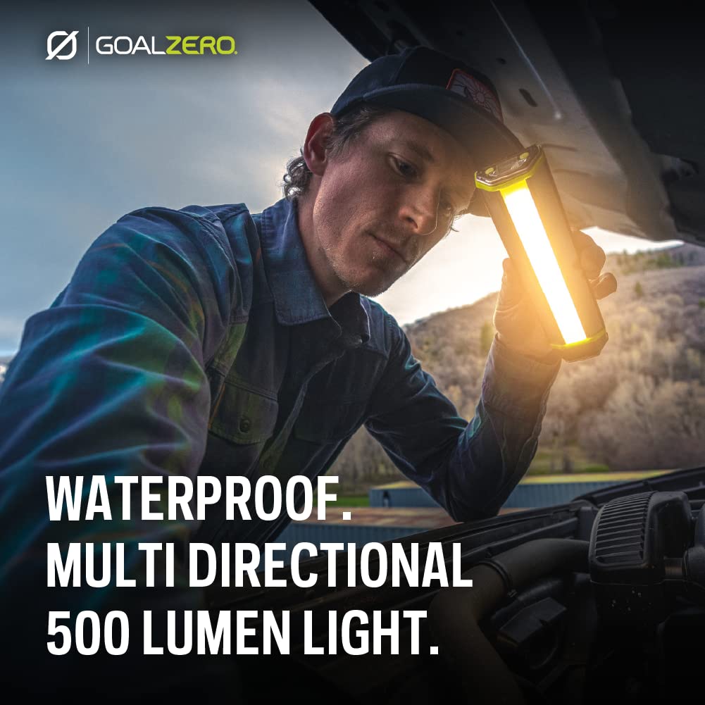 500 Lumen Goal Zero Torch Light, Multi-Use Weatherproof LED Flashlight and Solar Lantern – Portable Rechargeable Spotlight and Floodlight with Built-In Solar Panel
