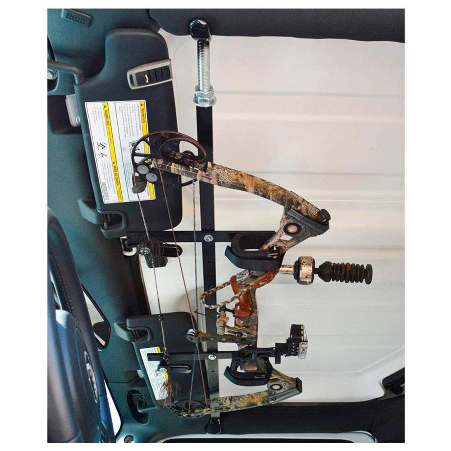 Quick-Draw Great Day Overhead Bow Rack - for UTVs with Roll Bar Width of 54-60in - Black Powder-Coated Finish - Single Bar Model - 1 Bow, QD862-OBR