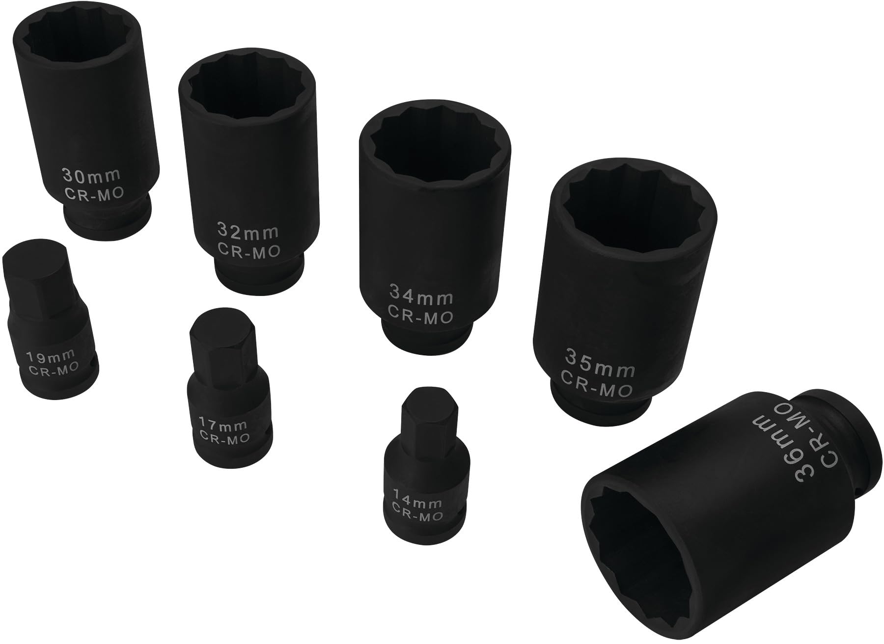 W89321 Performance Tool Axle Nut and Hex Bit Socket Set (8 Pieces) - Chrome Molybdenum Steel Construction, Extra-Deep Sockets for Secure Grip, Corrosion Protection, Fitted Storage Case - 1/2 in. Drive