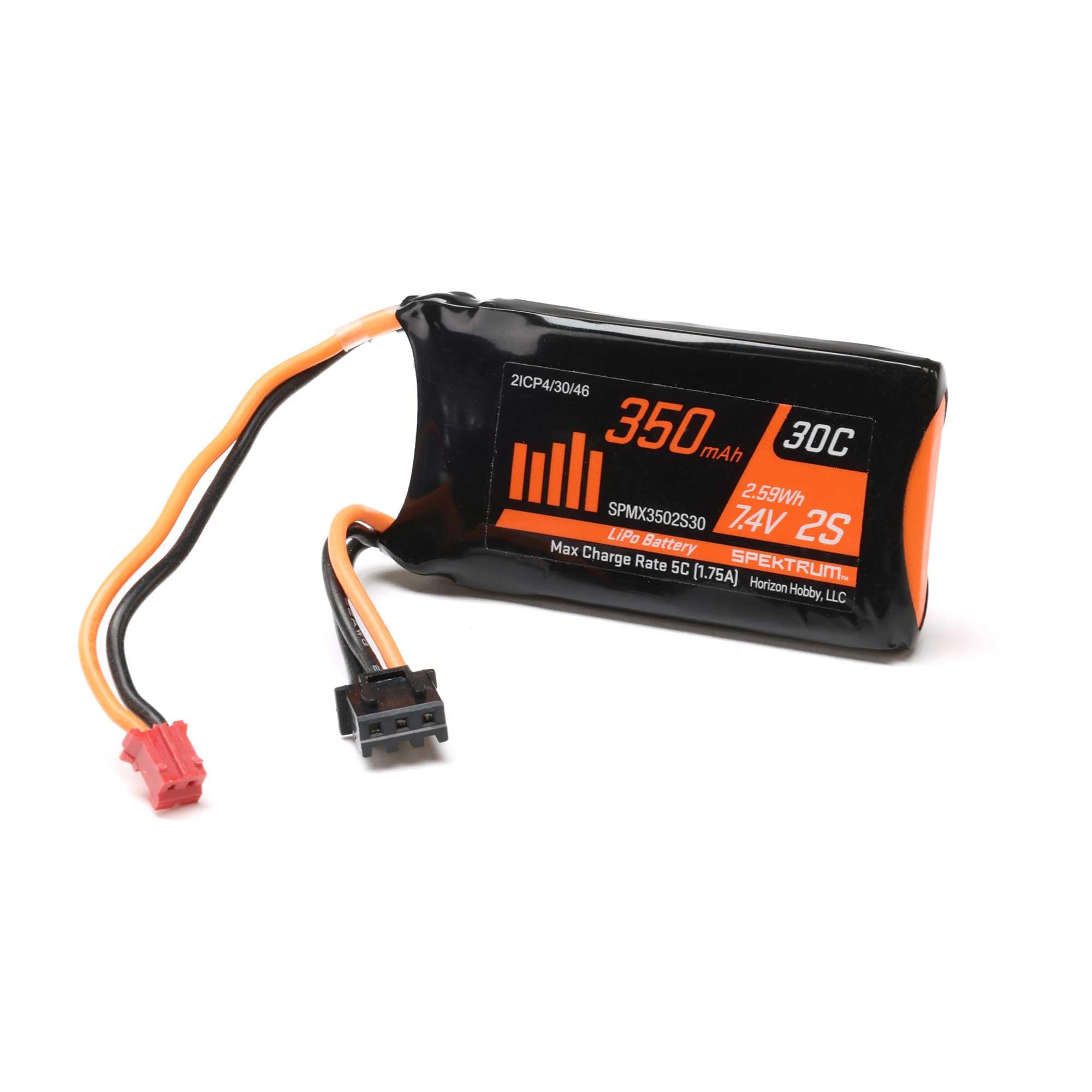 350mAh Spektrum 2S 7.4V LiPo w/ PH2.0 2pin Power Connector, SPMX3502S30