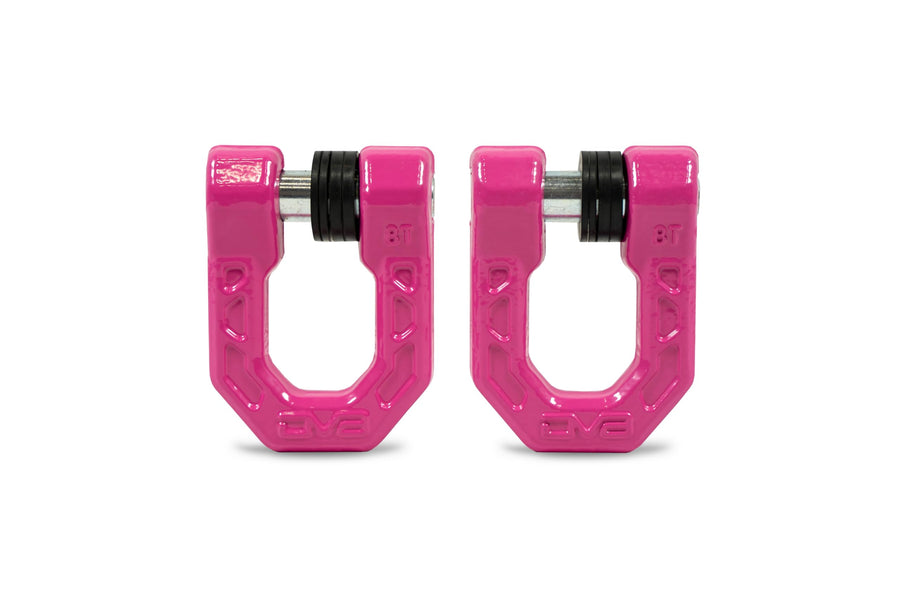 Offroad DV8 Elite Series D-Ring Shackles | Pair | 8 Ton Working Load Limit | (4) ⅛” & (4) 3/16” Isolators Included | 1&1/16” Thick Forged Steel D-Ring (Pink)