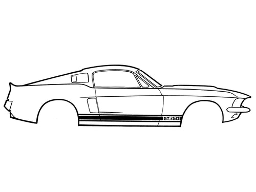 1966-68 Shelby GT350 Stripe Kit-Black Scott Drake
