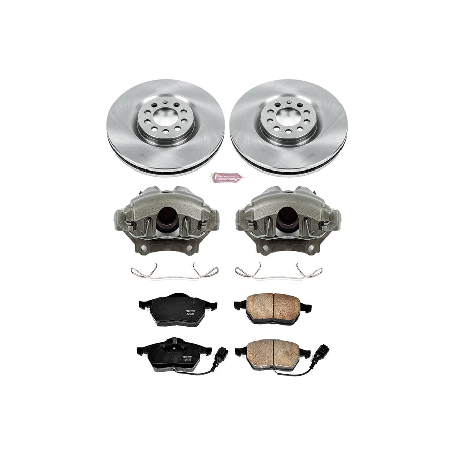 Power Stop KCOE914 1-Click OE Replacement Brake Kit with Calipers For Volkswagen Golf 2002-2004, Volkswagen Jetta 2004 [Model Specific]