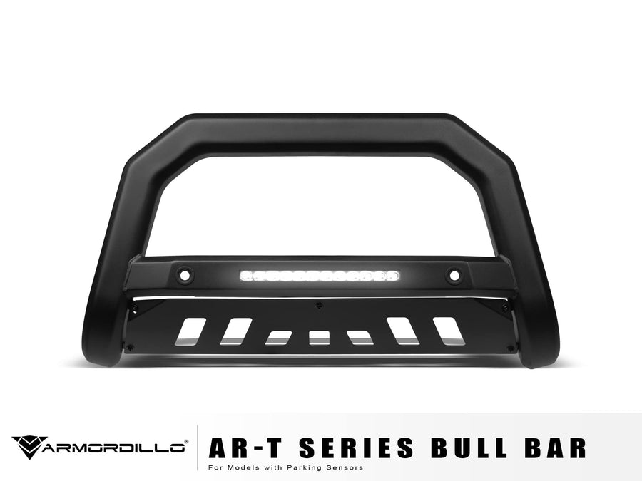Armordillo LED Bull Bar AR-T Series Compatible with Parking Sensor|Fits 2022-2024 Ford F150 F-150 Lightning EV Pickup Truck|8724286|Matte Black|Front Bumper Guard|Bull Guard