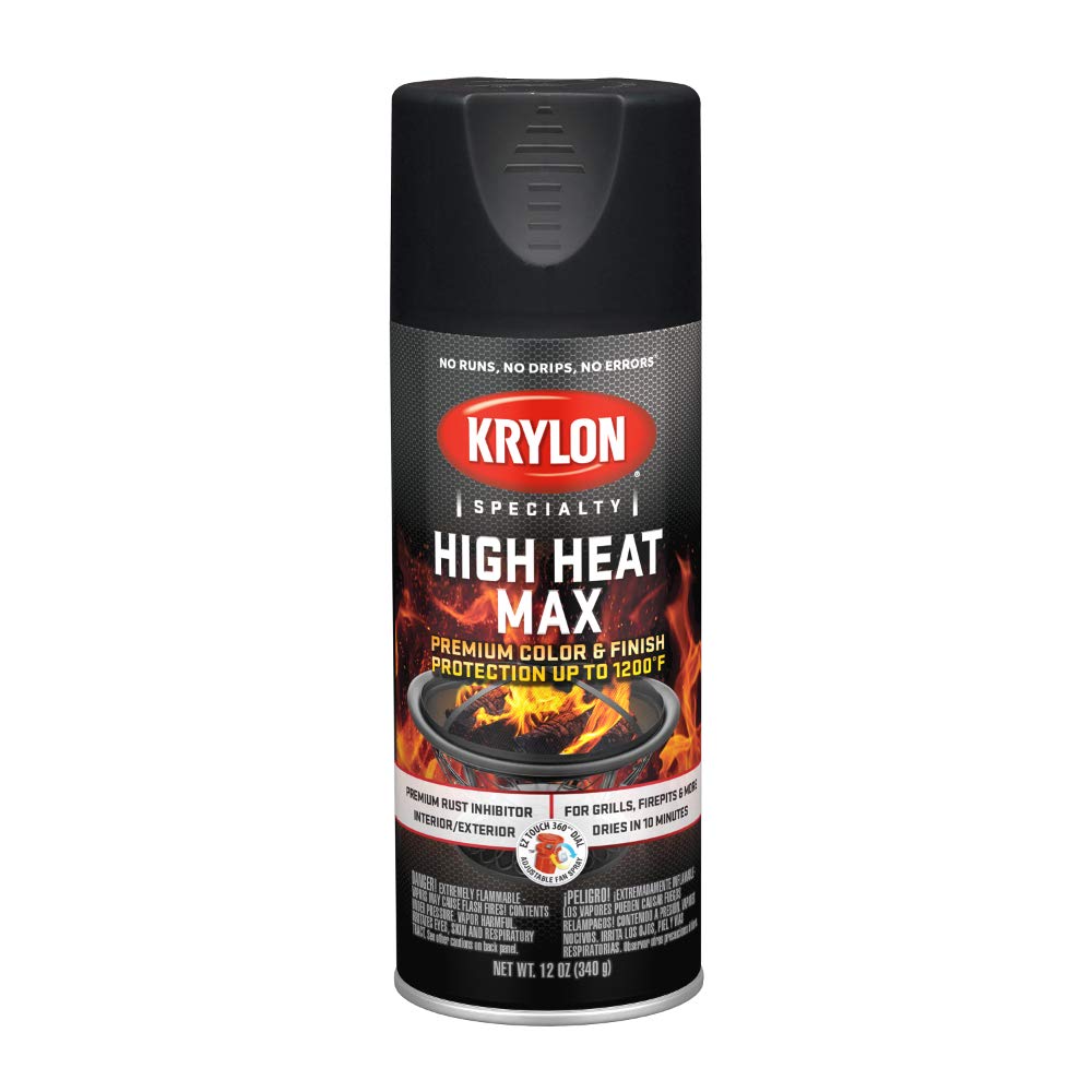 Krylon High Heat K01607000 Max, Black, Gloss, 12 ounce