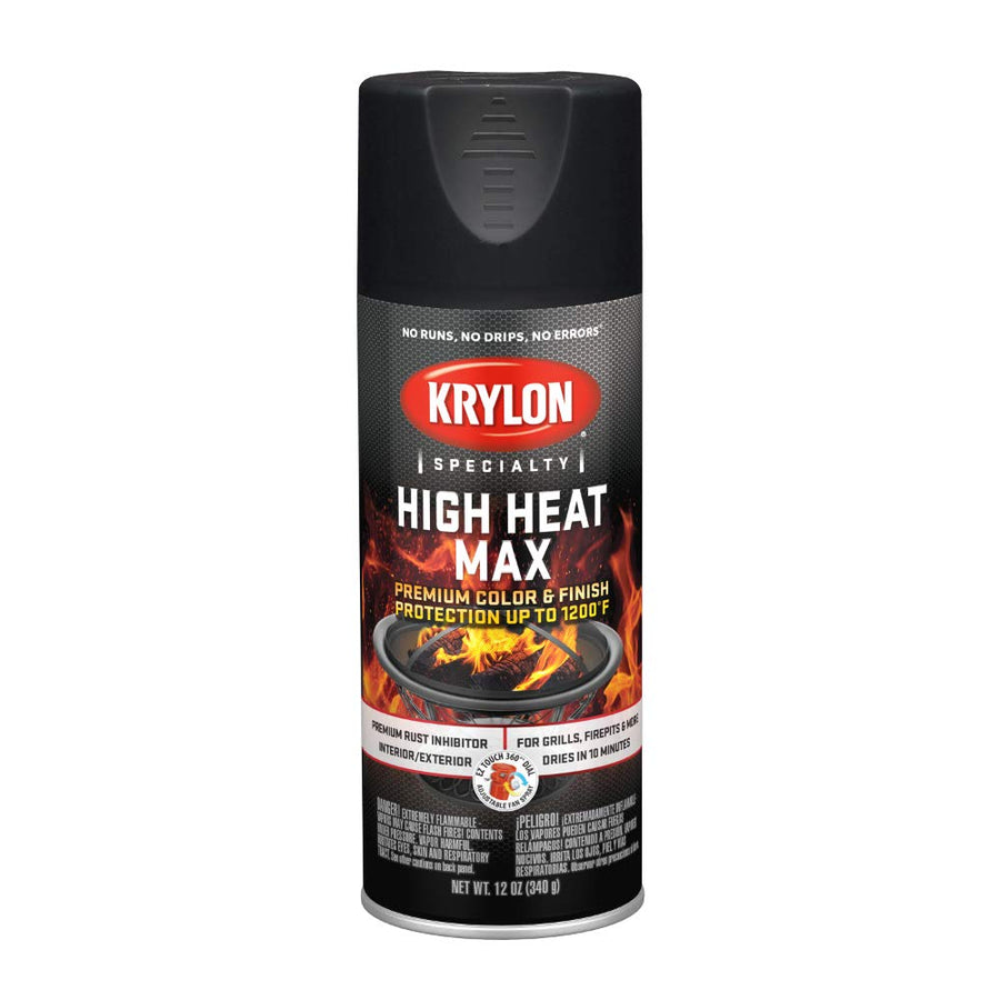 Krylon High Heat K01607000 Max, Black, Gloss, 12 ounce