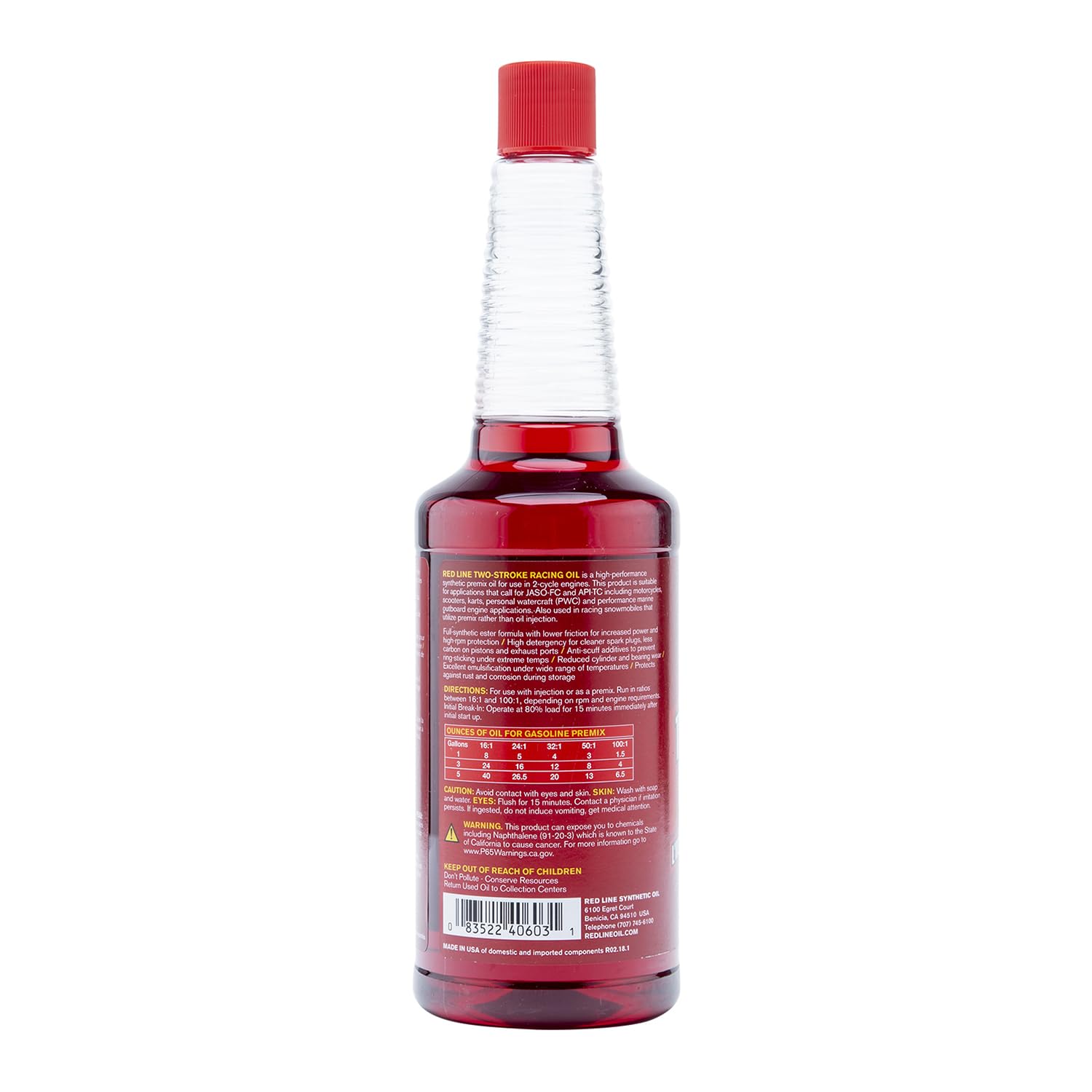 Two-Stroke Oil Red Line Racing Synthetic - 16 Ounce