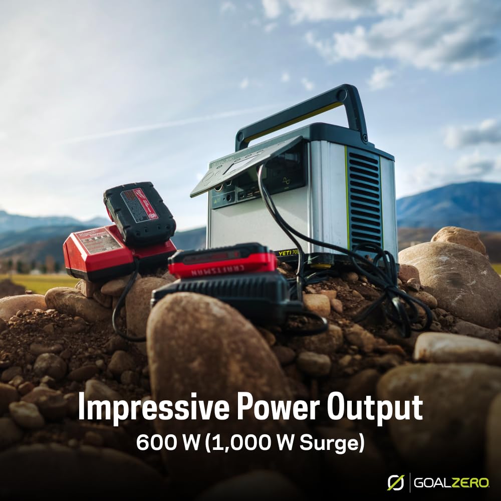 Goal Zero Yeti 700 Portable Power Station, 677 Watt Hour LiFePO4 Battery, Water Resistant & Dustproof Solar Generator for Outdoors, Camping, Tailgating, & Home, Clean Renewable Off-Grid Power