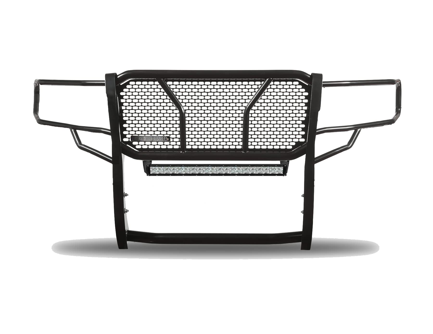 Heavy Duty Black Horse Rugged Grille Brush Bumper Guard Modular Black Come with 20" Double Row LED Light Compatible with 2009-2014 Ford F-150-RU-FOF109-B-KIT