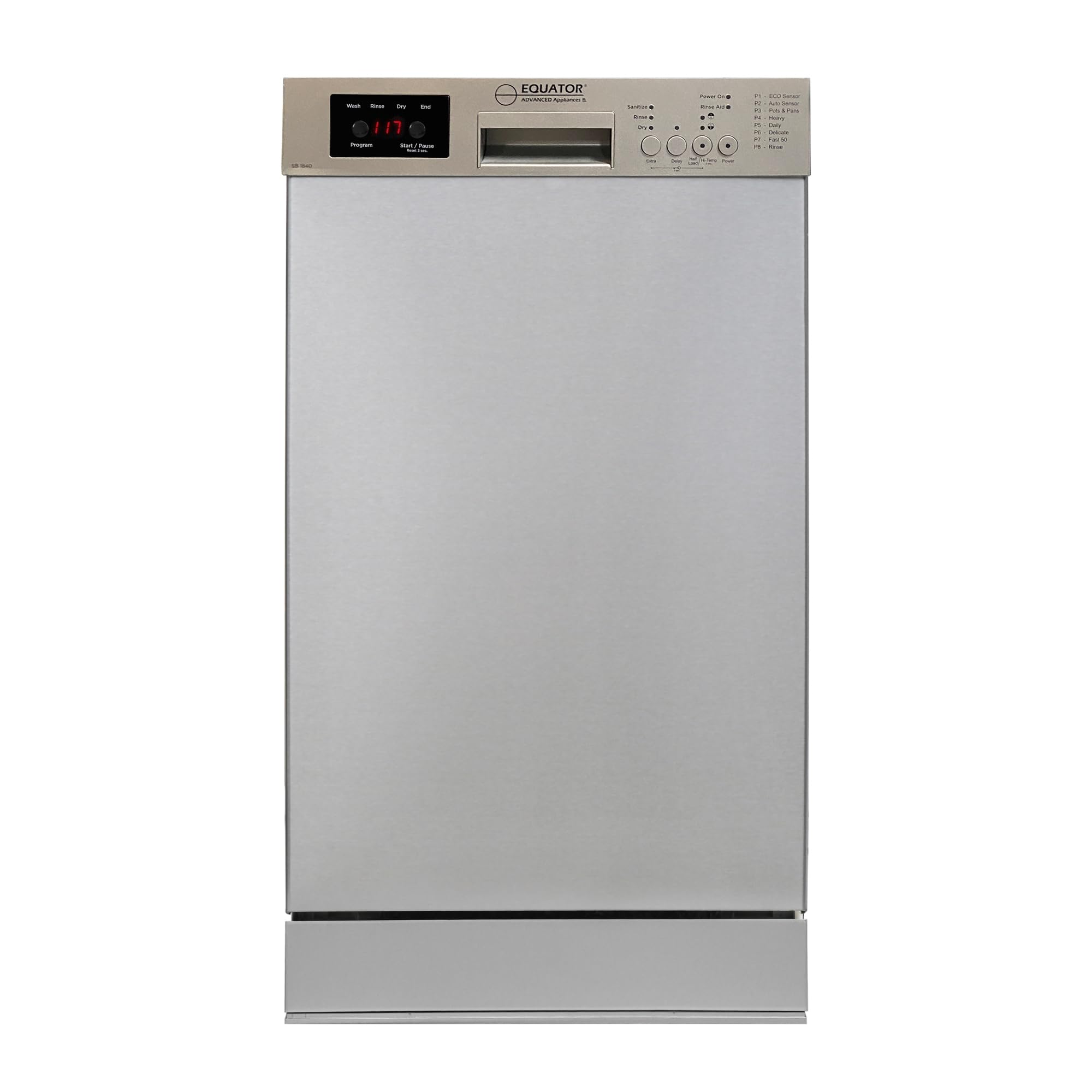 18 in Equator Dishwasher 10 place+Wine Rack 3.4g QUIET 51 dB 110V E-Star ADA in Silver