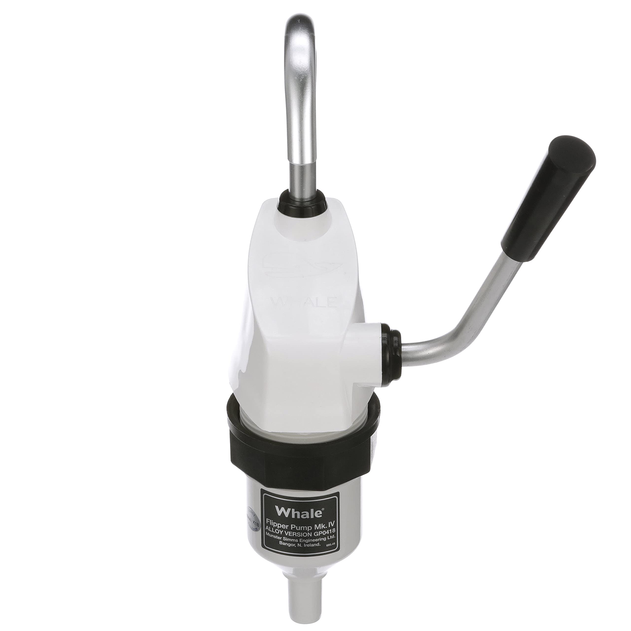 Whale Flipper Pump Mk 4 Hand-Operated Galley Water Pump, 1/2-Inch Flexible Hose Connection, Max Flow Rate 1.85 GPM, Suitable for Fresh or Saltwater