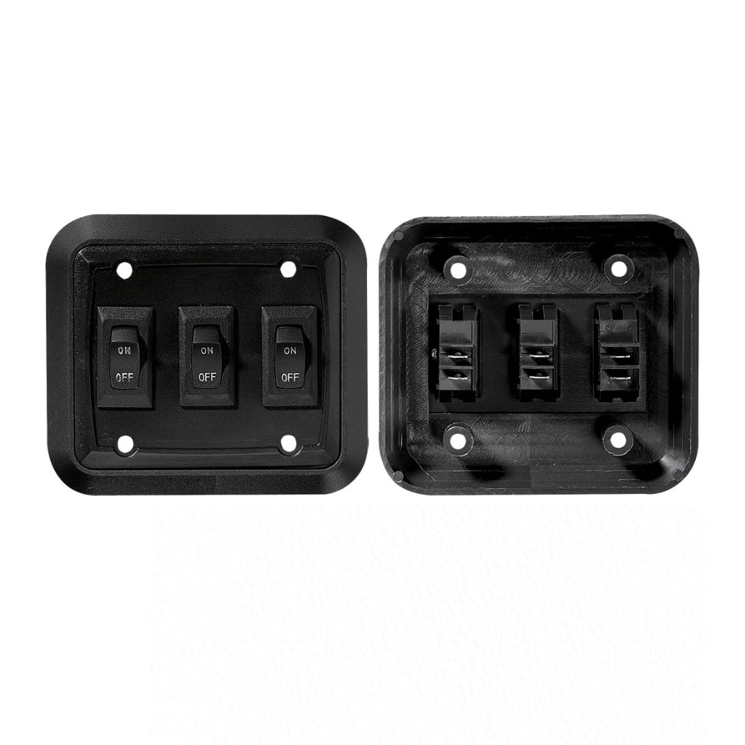 Wall Plate Switch RV Designer S660, Triple, Black, 3.53" x 4", On/Off - SPST