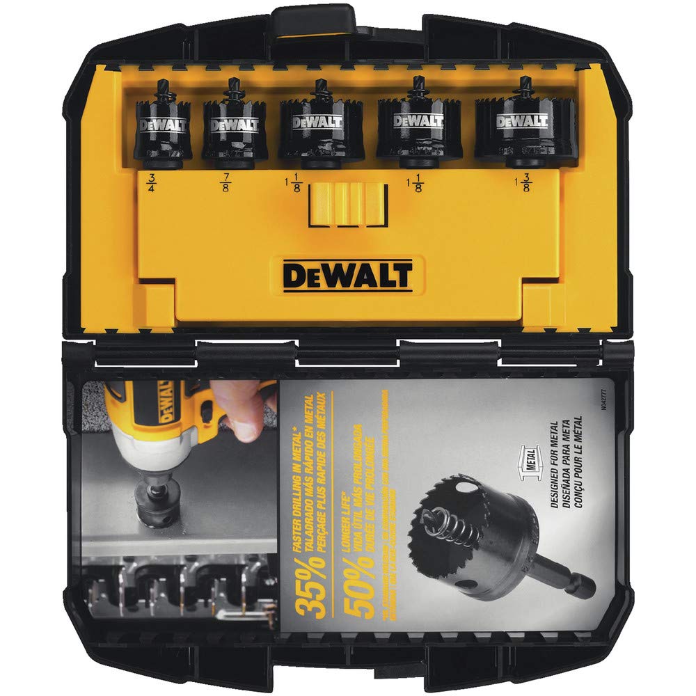 Hole Saw Kit DEWALT, Impact Ready, 5-Piece (D1800IR5)